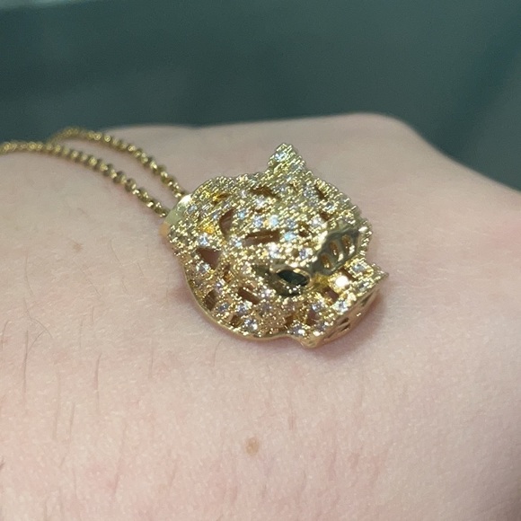 Gold Plated Stainless Steel Panther Necklace - Picture 4 of 5